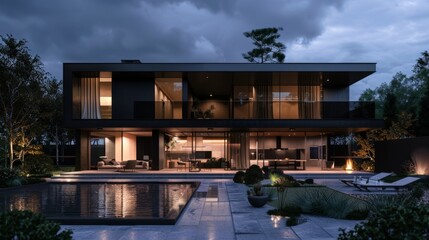 A large house with a pool and a patio