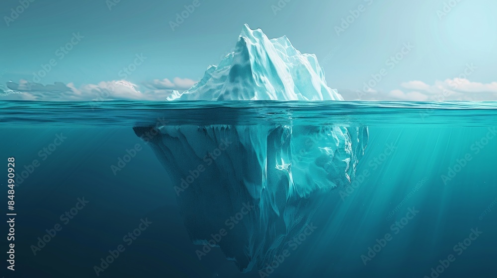 Wall mural Iceberg floating in sea, global warming or hidden risk concept - Wall murals