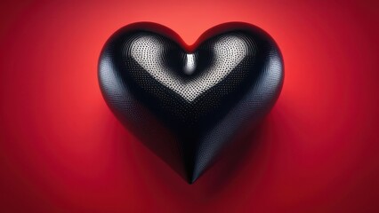 Fototapeta premium black heart on red background, space for text 