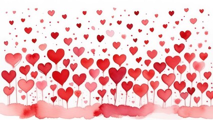 many little red hearts on white background