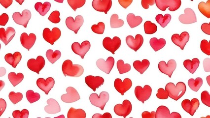 many little red hearts on white background