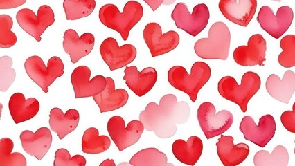 many little red hearts on white background