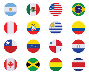copa america 2024 round flags vector