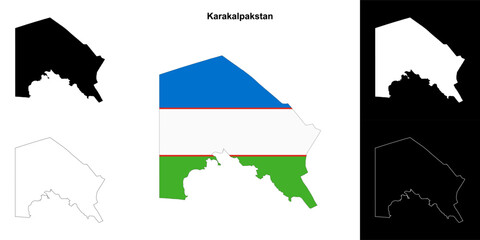 Karakalpakstan region outline map set