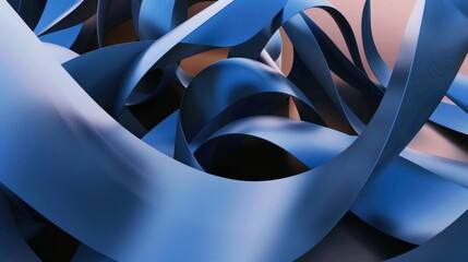 A blue ribbon with a dark background