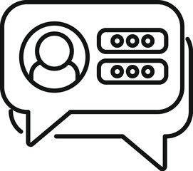 Simple icon of a speech bubble with a user icon and a password field, representing the concept of user login