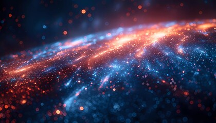 Naklejka premium Blockchain Cosmos, Construct a cosmic scene where blockchain transactions form galaxies and clusters