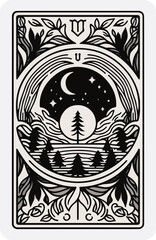 black and white minimalistic illustration of tarot card