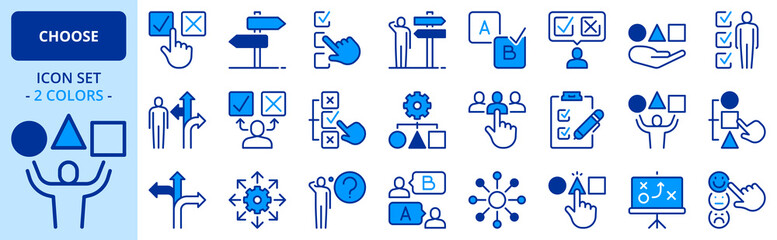 Icons in two colors about choose