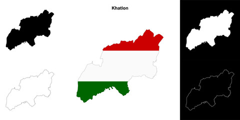 Fototapeta premium Khatlon region outline map set
