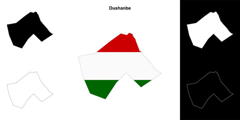 Dushanbe region outline map set