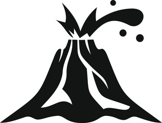 Volcano is erupting hot lava in a silhouette icon