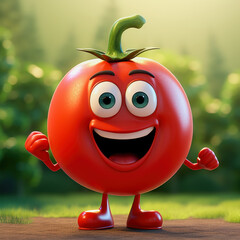 the funny tomato character with cute face
