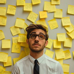 man with post its