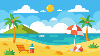 Beach Design Banner With Hello summerBeach Design Banner With Hello summer