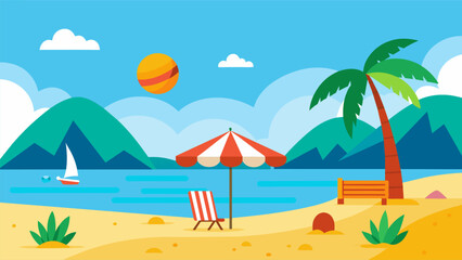 Beach Design Banner With Hello summerBeach Design Banner With Hello summer