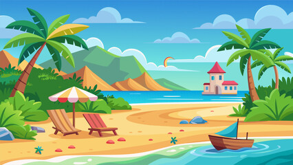 Beach Design Banner With Hello summerBeach Design Banner With Hello summer