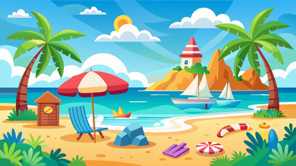 Obraz premium Beach Design Banner With Hello summerBeach Design Banner With Hello summer