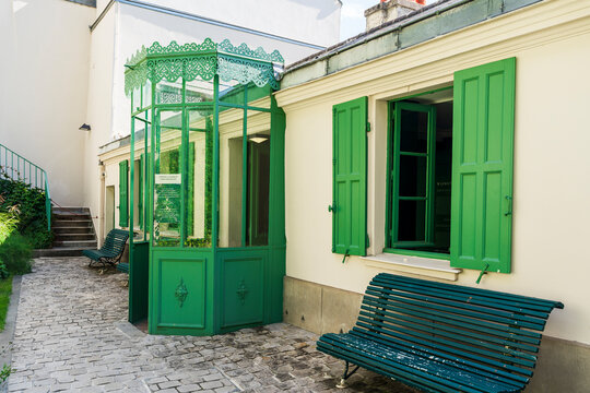Entrance of Maison de Balzac, where French writer Honore de Balzac once lived, in Passy quarter, Paris, France