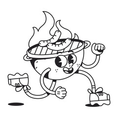 Vector Funny Grill Bbq Cartoon Celebrate 4th July Illustration Isolated