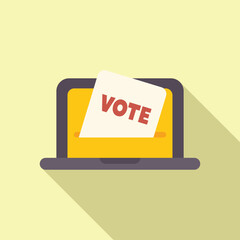Online voting concept with a laptop computer receiving a vote