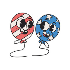 Vector Funny Balloon Cartoon Celebrate 4th July Illustration Isolated