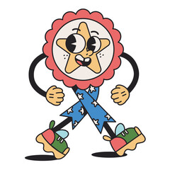 Vector Funny Medal Cartoon Celebrate 4th July Illustration Isolated