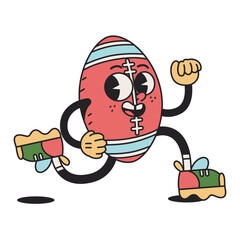 Vector Funny American Ball Cartoon Celebrate 4th July Illustration Isolated