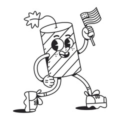 Vector Funny Firework Or Firecracker Cartoon Celebrate 4th July Illustration Isolated