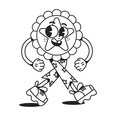 Vector Funny Medal Cartoon Celebrate 4th July Illustration Isolated