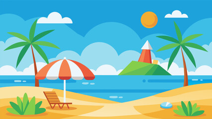 Summer beach scene banner design background