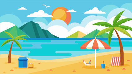 Obraz premium Summer beach scene banner design background