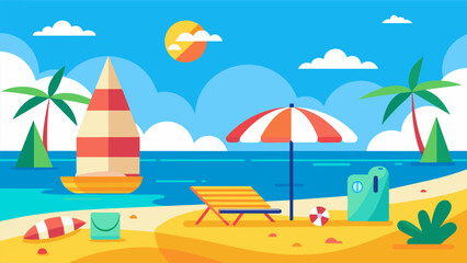 Obraz premium Summer beach scene banner design background
