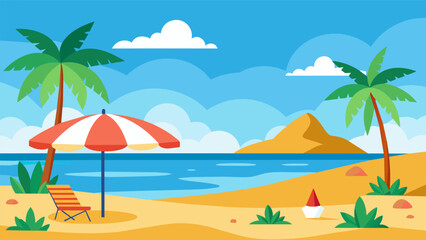 Obraz premium Summer beach scene banner design background