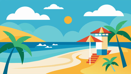 Obraz premium Summer beach scene banner design background