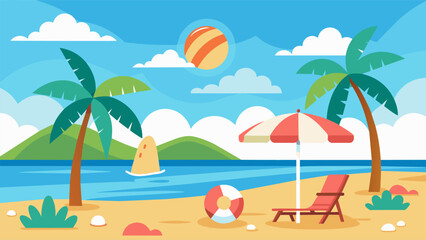 Obraz premium Summer beach scene banner design background
