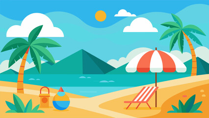 Obraz premium Summer beach scene banner design background
