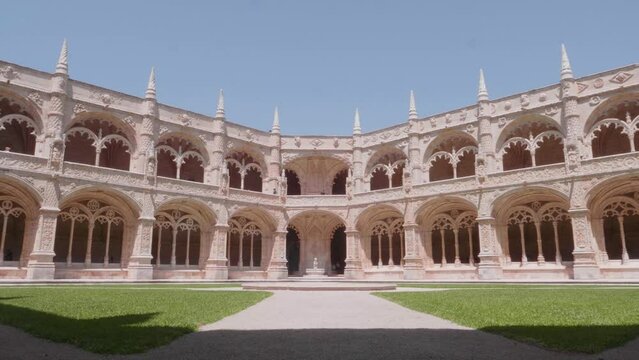The cloisters at Jeronimos Monastery, Belem, Lisbon, Portugal.