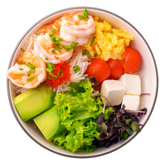 Bowl poke shrimp top view Delicious and Healthy