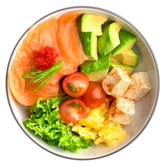 Bowl poke salmon top view Delicious and Healthy