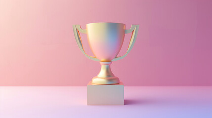 Fototapeta premium winning trophy icon, soft colors, rubber material, soft, isometric, UI design, front view, simple studio light, 3d, blender, render, 8k, super clean, perfect shapes, crisp, white background