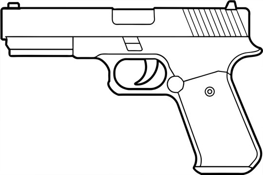 recommend clip art: Firearms line art style shooting gun, Weapon vector Line art gun