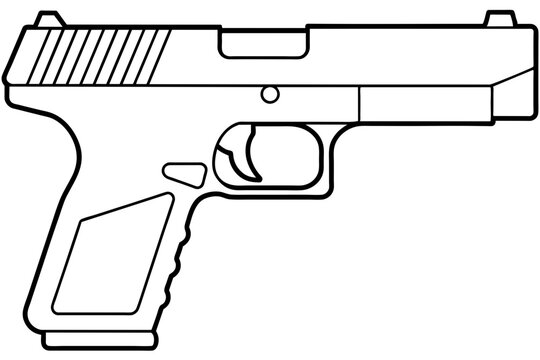 recommend clip art: Firearms line art style shooting gun, Weapon vector Line art gun