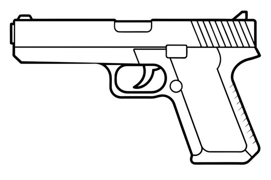 recommend clip art: Firearms line art style shooting gun, Weapon vector Line art gun