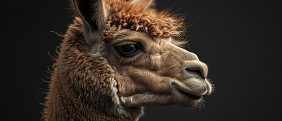 Fototapeta premium Alpaca domesticated mammal known for its soft fur and gentle demeanor, valued for its wool production and adaptability to diverse climates