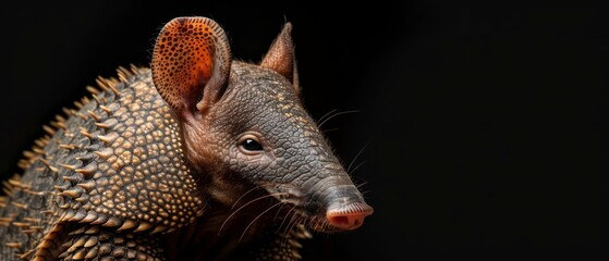 Obraz premium Armadillo mammal known for its armored shell and burrowing habits, found in various habitats from grasslands to forests