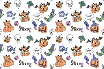 Autumn harvest seamless pumpkins pattern for wrapping paper and fabrics