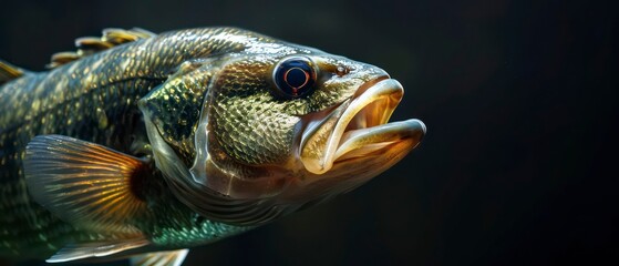 Bass fish known for its size and sporting value, found in lakes and rivers, prized by anglers for its fighting ability