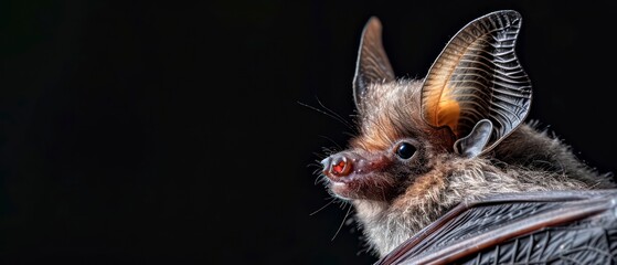 Obraz premium Bat nocturnal mammal with wings adapted for flight, crucial for insect control and seed dispersal