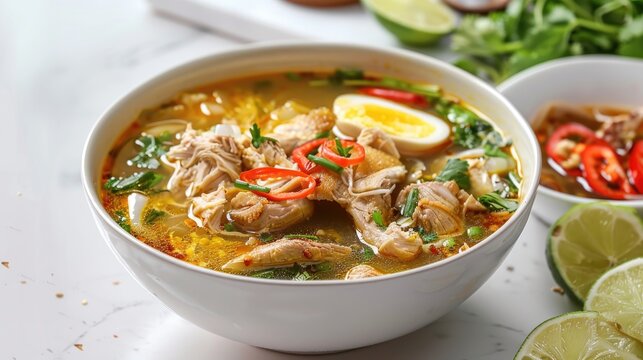Chicken Soto Dish on White Background